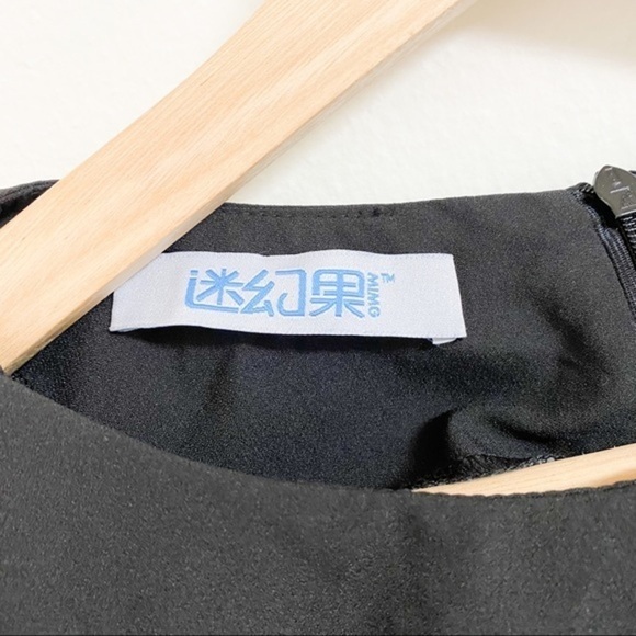 Black with sheer puffy sleeves top blouse - Picture 5 of 7